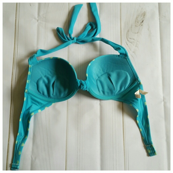 Blue and Green Polka Dot Push Up Bikini - Picture 3 of 7